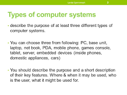 In this guide, we'll learn the details of each one, plus provide some useful resources for learning more about computer basics. P2 Describe The Purpose Of Different Types Of Computer Systems Ppt Video Online Download