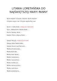 Święta trójco, jedyny boże zmiłuj się nad nami Doc Litania Loretanska Do Najswietszej Maryi Panny Kasia Sky Academia Edu
