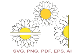 Download Sunflower Bundle Svg Split Sunflower Graphic By Narcreativedesign Creative Fabrica