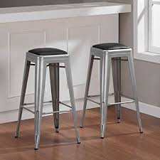 Bar Stool Counter Stool Grey Powdercoat Finish Tabouret 30 Inch Stackable Padded Metal Barstools Metal Counter Stools Contemporary Bar Stools Counter Stools