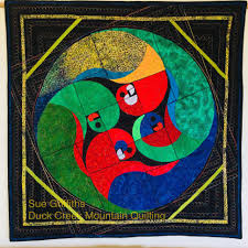 Golden Birds Geometry Art Quilts Art