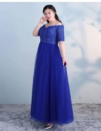 一字肩宝蓝色大码晚礼服裙女加肥加大200斤胖mm2018新款显瘦主持 dresses shoulder dress off shoulder dress