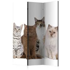 Paravent Imprime Chats Assis 3 Volets Paravent Objet Decoratif Decoration Gifi