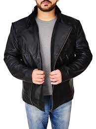 Trendhoop Men Asymmetrical Zipper Padded Design Front And Back Black Leather Jacket At Amazon Men S Clothing Stor Leather Jacket Stylish Leather Jacket Jackets