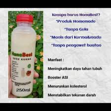 Kemudian, kurma dicampur dengan susu dan madu dengan total keseluruhan waktu yang memakan waktu 10 jam tanpa tambahan pemanis atau bahan pengawet. Hanabest Susu Kurma Madu Gosend Grab Only Shopee Indonesia