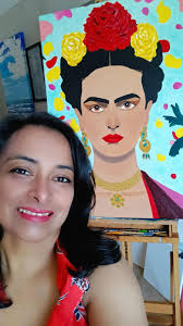 My Frida. ''adoration'' painting I did, my second one to share with you  Frida lovers. What an exceptional experience when I painted it. It felt  like I knew her. I have painted