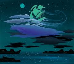 Mary Blair Captain Hook S Ship The Jolly Roger Flying In The Night Sky Concept Art 1951 Courtesy Of Ron And Diane Mil Disney Art Mary Blair Mary Blair Art