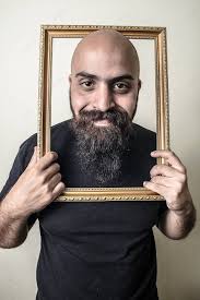Funny Bearded Man With Golden Frame Beard Frame Smiling Photo Background  And Picture For Free Download