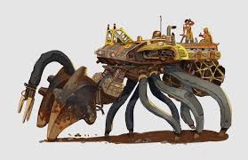 Artstation Excavator Victorin Ripert Bombadil Robot Design Lion Sculpture Artwork