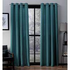 Virenze 54 In W X 63 In L Faux Silk Grommet Top Curtain Panel In Teal 2 Panels Eh8248 02 2 63g The Home Depot Panel Curtains Grommet Curtains Teal Curtains