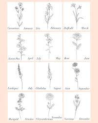 Customized Birth Month Flowers Bouquet Digital File Etsy Tiny Flower Tattoos Birth Flower Tattoos Hand Tattoos