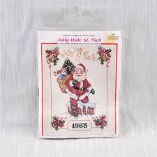 Vermillion Stitchery Vintage 1983 Counted Cross Stitch Kit Ctxs831 Jolly Old St Nick 16 X 18 Inch 14 Ct Aida Christmas Holiday Decor
