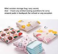 4 Pcs Cute Cotton Sanitary Napkins Bag, Menstrual Cup Pouch, Nursing Pad  Holder, 5.1 x 5.1 inch Washable Organizer, Multifunction Purse for Girls ...