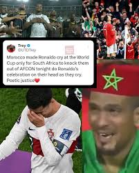 South African players doing Ronaldo's celebration after eliminating Morocco  who eliminated Ronaldo from the World Cup. How can you not love AFCON