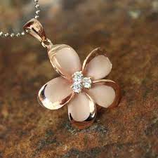 25mm Large Rose Gold Plumeria Hawaiian Flower Silver Pendant Necklace Sp90549 Silver Pendant Necklace Silver Jewellery Sets Girly Jewelry