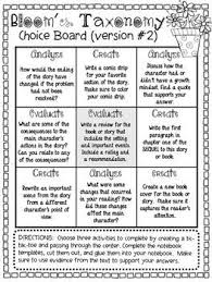 Bloom S Taxonomy Choice Boards Choice Boards Middle School Reading Choice Boards Reading