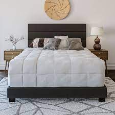 Bed frames with upholstered headboards and rails give your master bedroom or guest room a soft, luxurious feel. Premier Rapallo Upholstered Faux Leather Tri Panel Channel Headboard Platform Bed Frame Queen Black Walmart Com Walmart Com