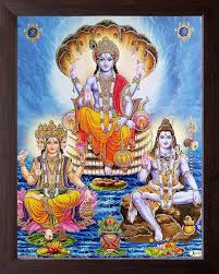 Art n Store Synthetic Lord Brahma Vishnu Mahesh Painting (30 x 23 x 1 Cm,  Multicolour) : Amazon.co.uk: Home & Kitchen