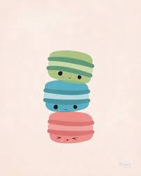 Kawaii Macaroon Cookies Illustration Kitchen Wall Art Decor 8x10 Print Kawaii Times Kawaii Drawings Kawaii Illustration Y Cute Drawings