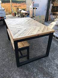hotaru 男前家具 ダイニングセット 天板 ヘリンボーン ベンチ１台付き 追加可 無垢材 天然木 オーダー可 iichi ハンドメイド クラフト作品 手仕事品の通販 家具 ダイニング 天然木 ダイニング