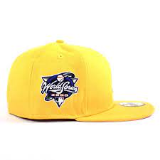 New York Yankees 2000 World Series New Era 59fifty Fitted Hat Yellow Pink Under Brim Big Apple New Era Caps Ny Yankees Pink Under Visor Fitteds Ecapcity