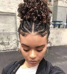 Curly crochet braids are a simple solution for those who want a cute hairstyle that looks natural in downdos. Natural Curly Braided Pineapple Hair Styles Natural Hair Styles Curly Hair Styles Naturally