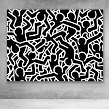 Black And White Graffiti Wall Art Pop Art Figures Black And White Keith Haring Modern Pop Art Canvas Graffiti Wall Art Pop Art Canvas Graffiti Wall Art Modern Pop Art