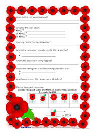 Poppy Day English Esl Worksheets