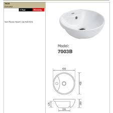 arto 7003b semi recessed round basin