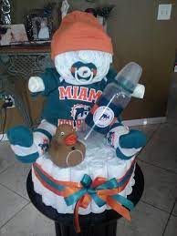 Miami Dolphin Baby Shower Diaper Cake Baby Doll Miami Dolphins Gifts Miami Dolphins Dolphin Birthday Parties