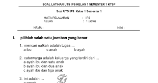 Soal Latihan Uts Ips Kelas 1 Semester 1 Ktsp Docx Ayah Cari Nama