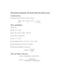 Statistics Final Exam Cheat Sheet Docsity