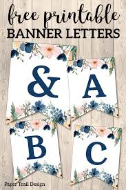 Blue Pink Floral Banner Letters Free Printable Lettering Banner Buchstaben