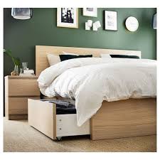 Malm Bettgestell Hoch Mit 4 Schubladen Eichenfurnier Weiss Lasiert Leirsund Ikea Osterreich High Bed Frame Malm Bed Frame Adjustable Beds
