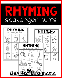 Alphabet scavenger hunt for each letter of the alphabet, find something that begins with that letter and write it down. Printable Rhyming Scavenger Hunts This Reading Mama