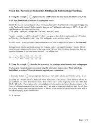 Math 208 Section 4 3 Solutions Adding And Subtracting Fractions
