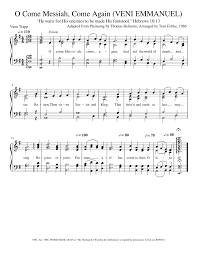 Celebration hymnal standard, loose leaf edition choral sheet music word music. O Come Messiah Come Again Veni Emmanuel Sheet Music For Piano Solo Musescore Com