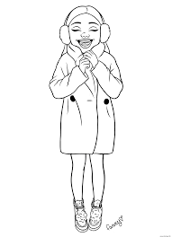 Un objet personnalisé avec le dessin de votre enfant magnifié. Coloriage Fille Ado Bien Au Chaud Avec Son Manteau Jecolorie Com