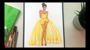 رسم فستان أصفر draw a yellow dress