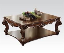 The table cloth should be spread so it hangs evenly on each side. Vendome Square Coffee Table In Cherry Finish By Acme 82002