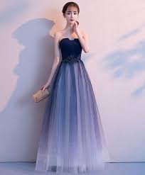 Black And Blue Ombre Prom Dress Cute Ombre Prom Dress Tull Evening Gown In 2020 Prom Dresses Long Ombre Prom Dresses Gowns