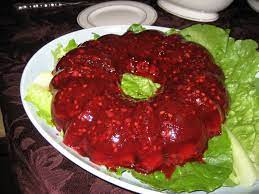 Cranberry jello salad 1 can jellied cranberry sauce 1 (3 oz.) box raspberry jello 1 1/4 c · this retro 7up jello salad makes its appearance often during family potlucks and holiday dinners. Jello Salad Wikipedia