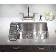 Get free shipping on qualified stainless steel kitchen sinks or buy online pick up in store today in the kitchen department. Kohler Strive Undermount Stainless Steel 29 In Single Bowl Kitchen Sink Kit With Sink Rack K 5409 Na The Home Depot Single Bowl Kitchen Sink Undermount Stainless Sink Sink