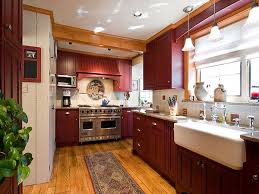 Kitchen With Red Cabinets And White Farmhouse Sink Home Kitchens Red Kitchen Cabinets Beautiful Kitchen Cabinets