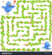 Vector Maze Game Mother Blue Bird Find The Way To The Nest Bird Vector Illustration With Funny Birds Blue Bird Vector Illustration Funny Birds