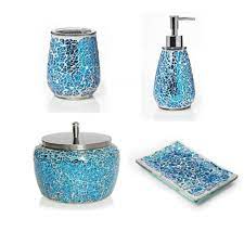 Blue crackle glass bathroom accessories. 20 Blue Bathroom Accessories Set Magzhouse