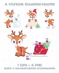 Download Cute Christmas Deer Vector Clip Arts And Seamless Patterns Graphic By Olga Belova Creative Fabrica SVG Cut Files
