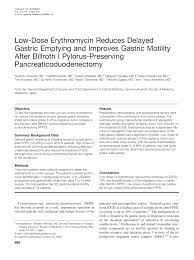 PDF) Low-Dose Erythromycin Reduces Delayed Gastric Emptying and Improves  Gastric Motility After Billroth I Pylorus-Preserving Pancreaticoduodenectomy