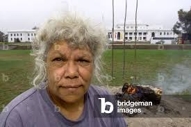 Image of Aboriginal activist Isabell Edith Coe continues her protest  outside Old