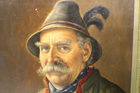 Öl Bild Gemälde Bauer in Tracht Walter Roessler 1893-1960 Schnupftabak *  4867